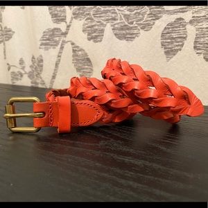 J.Crew Orange Braided Leather Belt